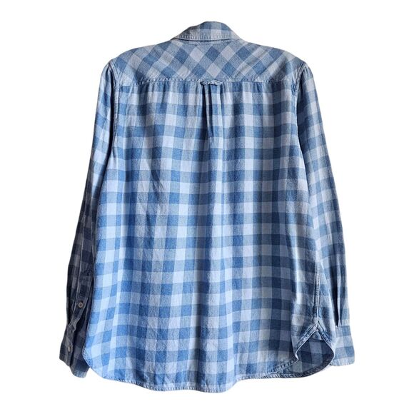 J. CREW Women's 8 Shirt Blue Buffalo Check Button Up, Long Sleeve Bust 40" - Picture 8 of 9